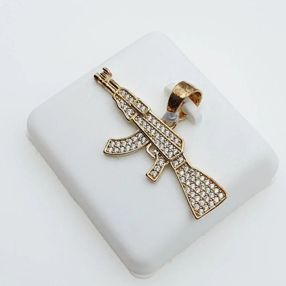 "14K Gold Plated Cubic Zircon Pendant, INUS1BR076 - Picture 3 of 10